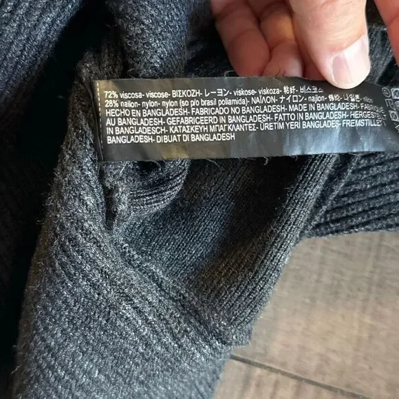 Zara knit ribbed turtleneck sweater womens size small tie waist modest minimalis - Picture 8 of 10